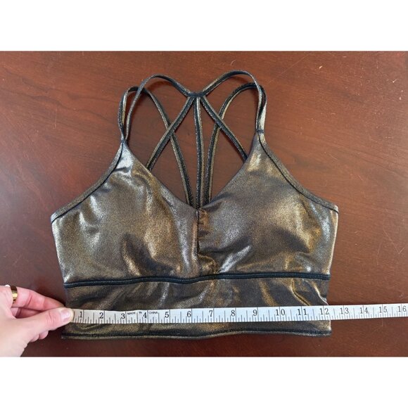 Born Primitive Metallic Strappy Sports Bra Gold/Black Shimmer Size Medium - Picture 4 of 9